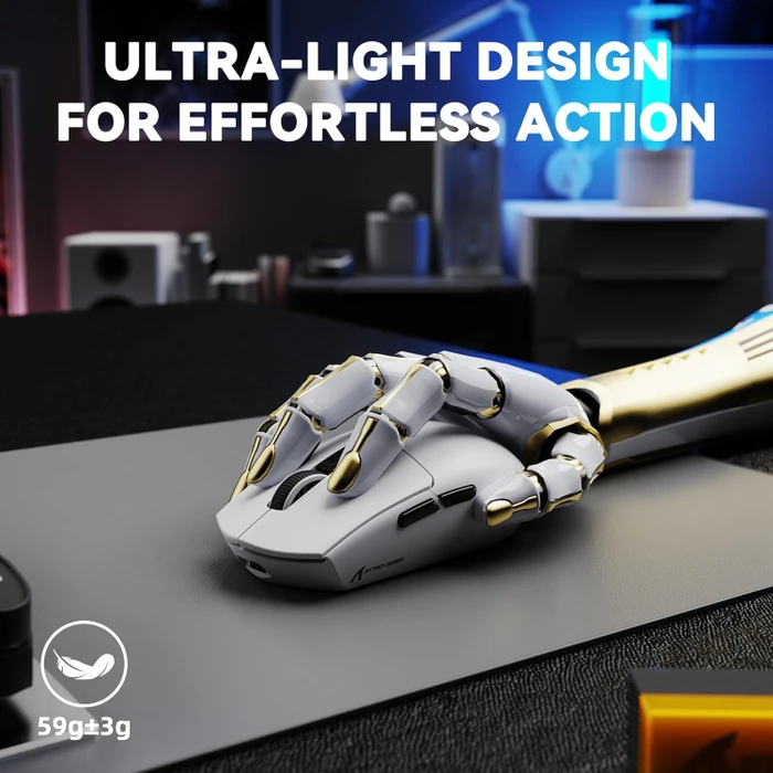 Attack Shark G3Pro Tri-mode Wireless Gaming Mouse mit Ladestation, White, USB/Bluetooth
