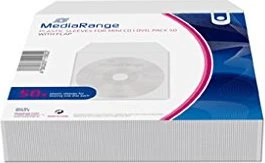 MediaRange Papierstecktaschen für 8cm Mini-CD/DVD mit Lasche und Sichtfenster, transparent, 50 Stück