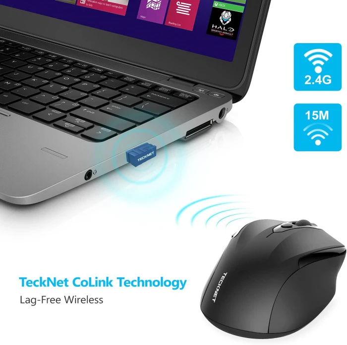 TeckNet Pro 2.4G Wireless, schwarz, USB