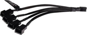Alphacool 3-Pin auf 4x 3-Pin Verteiler, sleeved, 15cm, schwarz