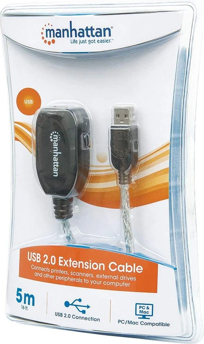 Manhattan USB 2.0 aktives Verlängerungskabel A/A, 5m