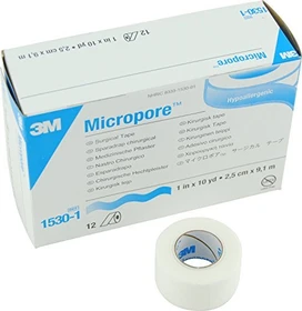 3M Micropore Hypoallergenes Vliespflaster,  2.5cm x 9.1m,    12 Stück