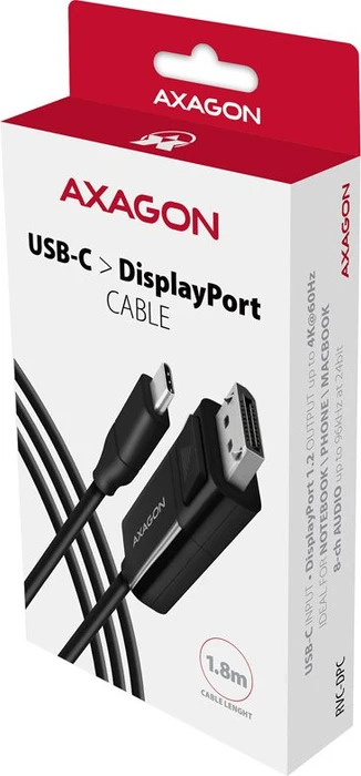 Axagon DisplayPort Adapterkabel, USB-C [Stecker] auf DisplayPort 1.2 [Stecker], Adapterkabel, 1.8m