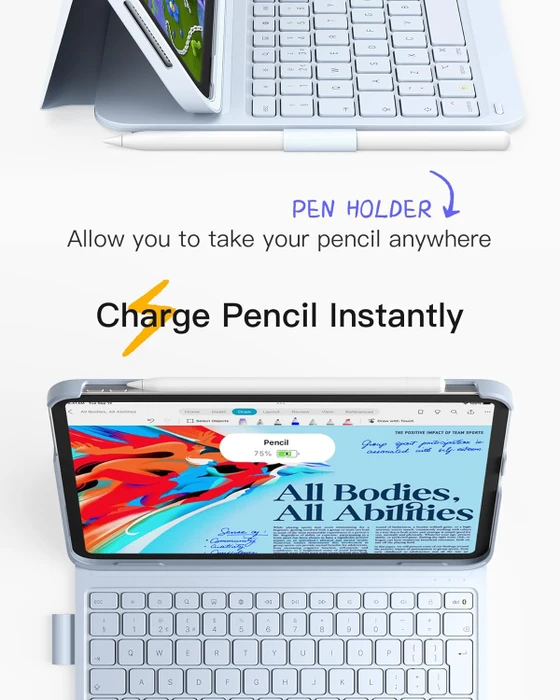 Inateck Superleicht Tastatur Hülle für iPad Air 6 11"/iPad Air 5/iPad 10/iPad Pro 11", UK