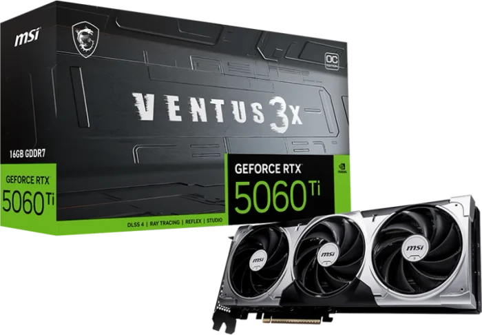 MSI GeForce RTX 5060 Ti 16G Ventus 3X OC, G506T-16V3C, 16GB GDDR7, HDMI, 3x DP