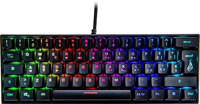 Verbatim SureFire KingPin M1 60% Gaming Keyboard, LEDs RGB, RED Switches, schwarz, USB, IT