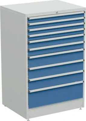 Treston Serie 90 Schubladenschrank, 10 Schubladen, lichtgrau/blau, Container