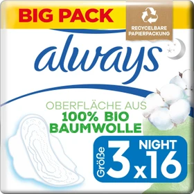Always Cotton Protection Nacht Größe 3, 16 Stück