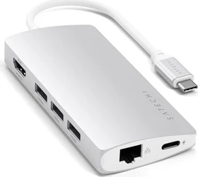 Satechi Aluminium Type-C Multi-Port Adapter 4K V2, silber, USB-C 3.0 (ST-TCMA2S)
