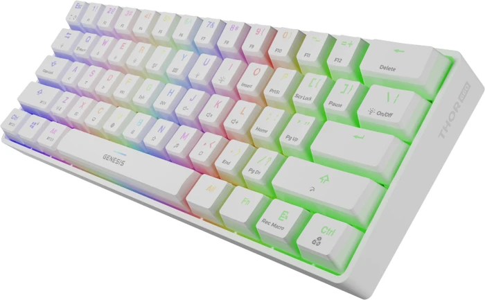 Genesis Thor 660 Wireless, PBT, weiß, LEDs RGB, Gateron RED, USB/Bluetooth, US