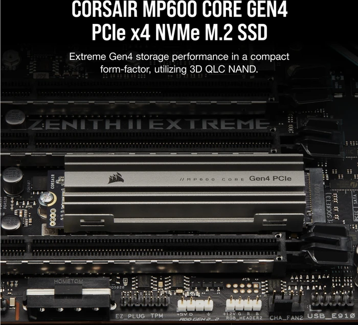 Corsair Force Series MP600 Core 2TB, M.2 2280 / M-Key / PCIe 4.0 x4, Kühlkörper