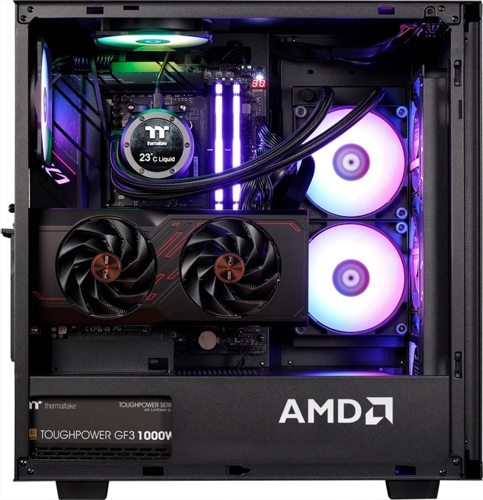 Thermaltake AMD Pro Edition, schwarz, Ryzen 7 7800X3D, 32GB RAM, 2TB SSD, Radeon RX 7800 XT
