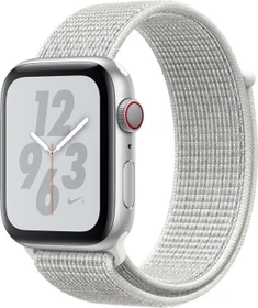 Apple Watch Nike+ Series 4 (GPS + Cellular) Aluminium 44mm silber mit Sport Loop weiß
