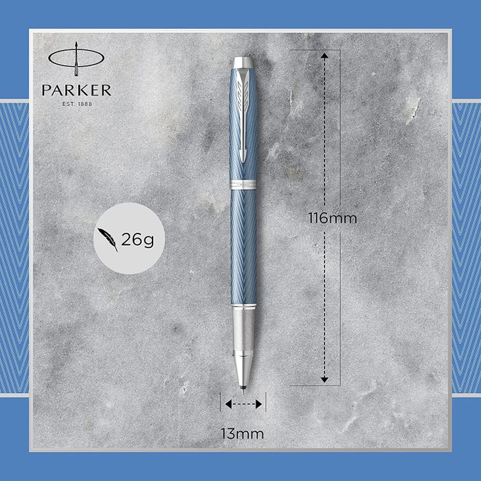 Parker IM Premium Tintenroller (Mine) blue grey lacquer/chrome trim, Geschenkbox (2143648) – Bild 2 von 8