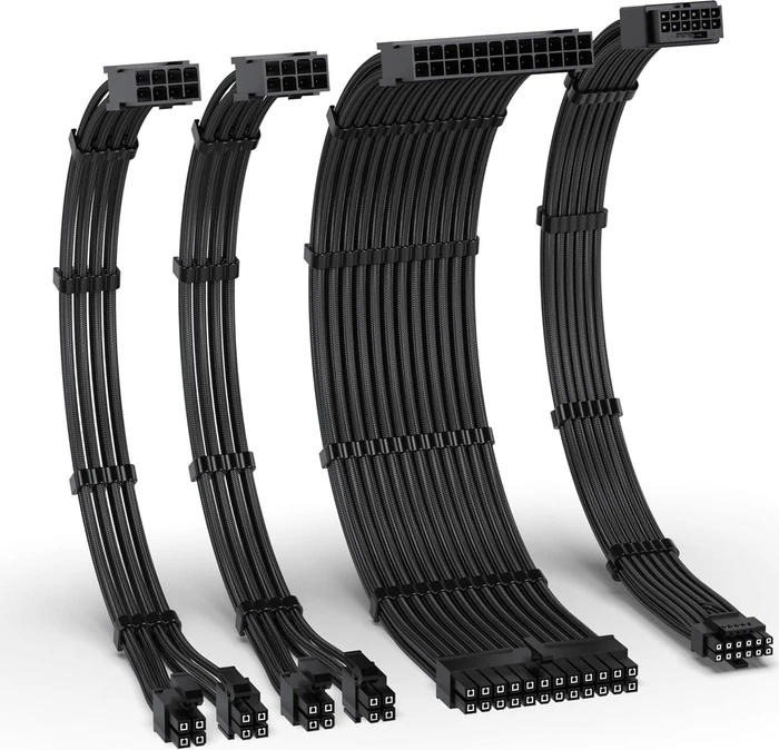 EZDIY-FAB 12VHPWR Cable Kit, 1x 24-Pin, 2x 4/8-Pin ATX, 1x 12VHPWR PCIe, 16AWG, schwarz