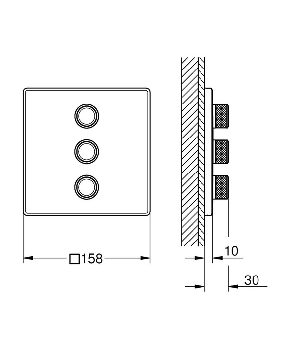 Grohe Grohtherm SmartControl Kontrollfeld mit 3 Ventilen hard graphite gebürstet