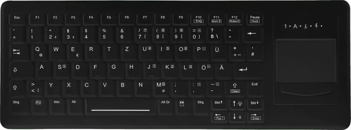 Contour Design Active Key Desinfizierbare beleuchtete Tastatur mit Touchpad, vollversiegelt, schwarz, USB, US