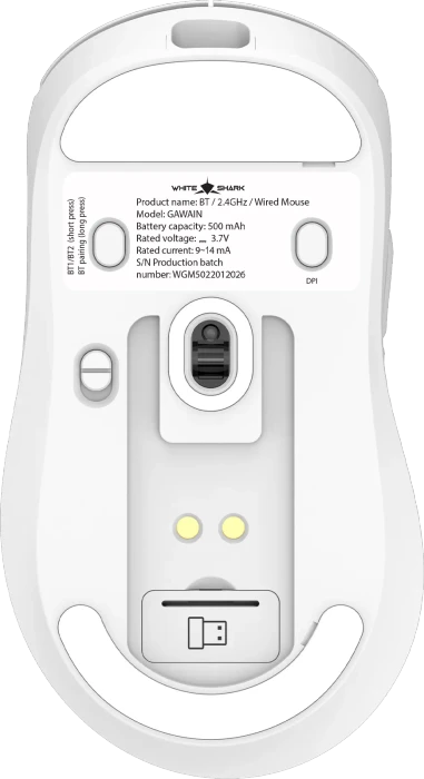 White Shark Gawain Wireless Gaming Mouse mit Ladestation, weiß, USB/Bluetooth
