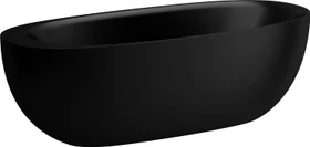 Laufen Ilbagnoalessi Freistehende Badewanne, aus Mineralgusswerkstoff Sentec, mit Mittelablauf, schwarz matt