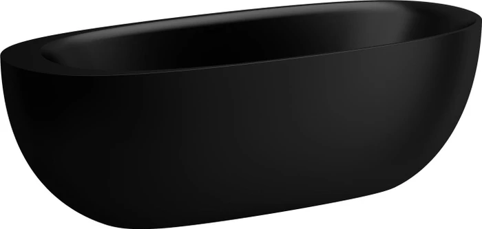 Laufen Ilbagnoalessi Freistehende Badewanne, aus Mineralgusswerkstoff Sentec, mit Mittelablauf, schwarz matt