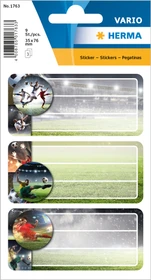 Herma Schuletiketten Fußball, 76x35mm, mehrfarbig, 3 Blatt (9 Etiketten)