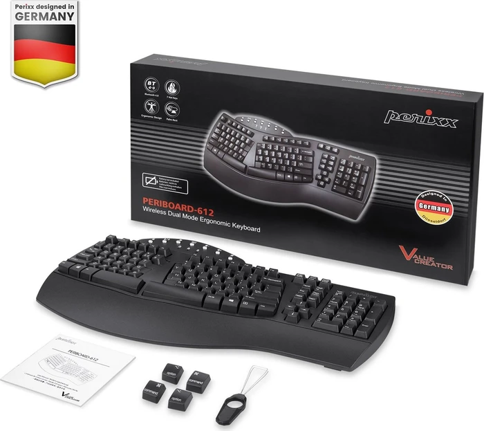 Perixx Periboard-612B, schwarz, USB/Bluetooth, US