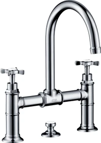 Hansgrohe Axor Montreux 2-Griff Waschbeckenarmatur 220 mit Kreuzgriffen und Ablauffernbedienung chrom