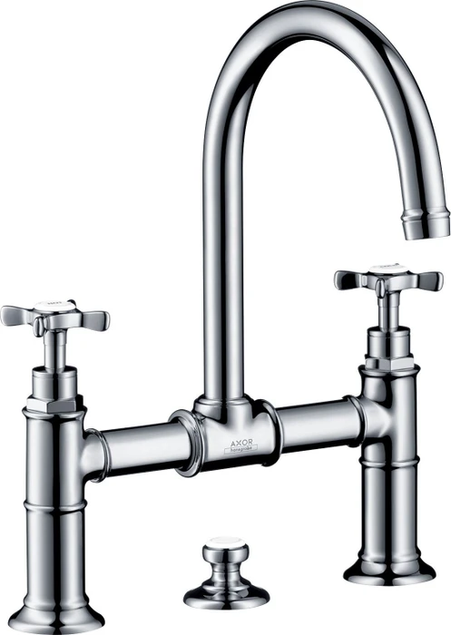 Hansgrohe Axor Montreux 2-Griff Waschbeckenarmatur 220 mit Kreuzgriffen und Ablauffernbedienung chrom
