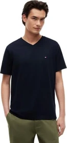 Tommy Hilfiger V-Neck Flag-Stickerei T-Shirt kurzarm navy blue (Herren)