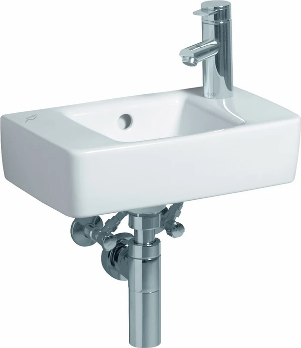Geberit Renova Compact Handwaschbecken verkürzte Ausladung mit Ablagefläche 40cm, Hahnloch rechts, mit Überlauf, weiß T.