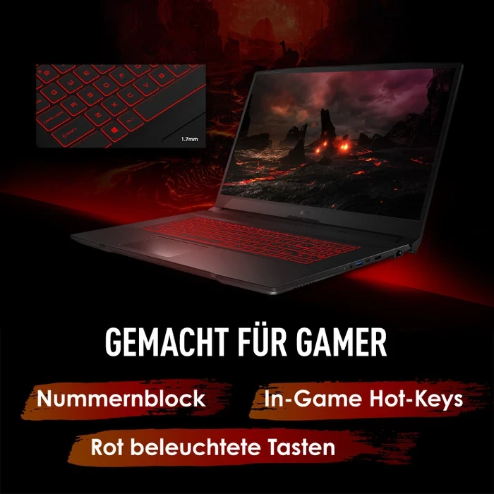 MSI Katana GF76 11UG-412, Core Black, Core i7-11800H, 16GB RAM, 1TB SSD, GeForce RTX 3070, DE