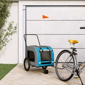 vidaXL Hunde 63x121cm Fahrradanhänger blau
