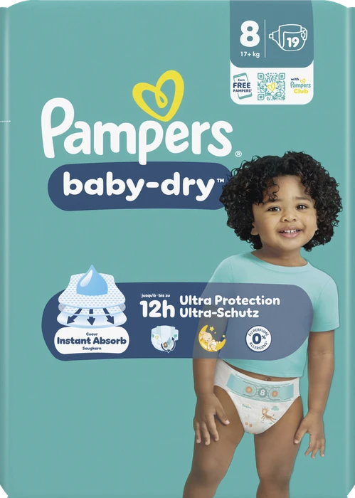 Pampers Baby-Dry Gr.8 Einwegwindel, 17+kg, 19 Stück
