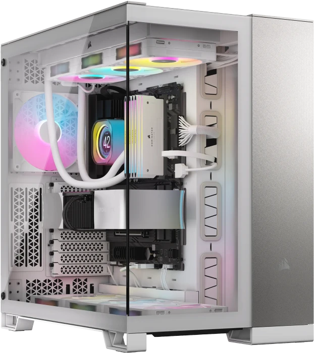 Corsair 6500X White/Satin Gray Aluminium, weiß/silber, Glasfenster