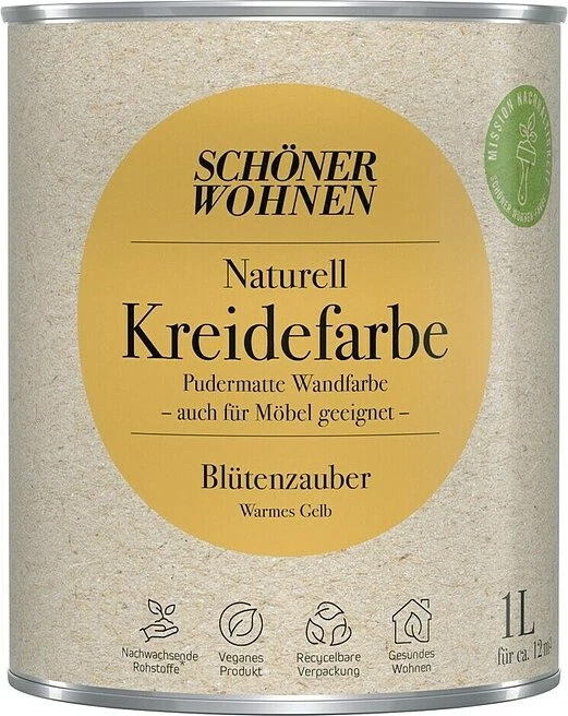 Schöner Wohnen Naturell Kreidefarbe innen blütenzauber warmes gelb, 1l