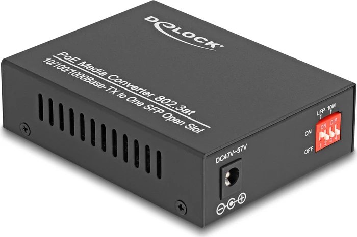 DeLOCK Gigabit Medienkonverter, RJ-45, SFP, 30W PoE+