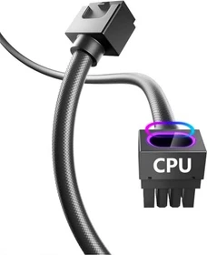 AsiaHorse Hydrus 8-Pin ATX Verlängerungskabel, RGB beleuchtet, 18AWG, 90° gewinkelt, schwarz, 30cm