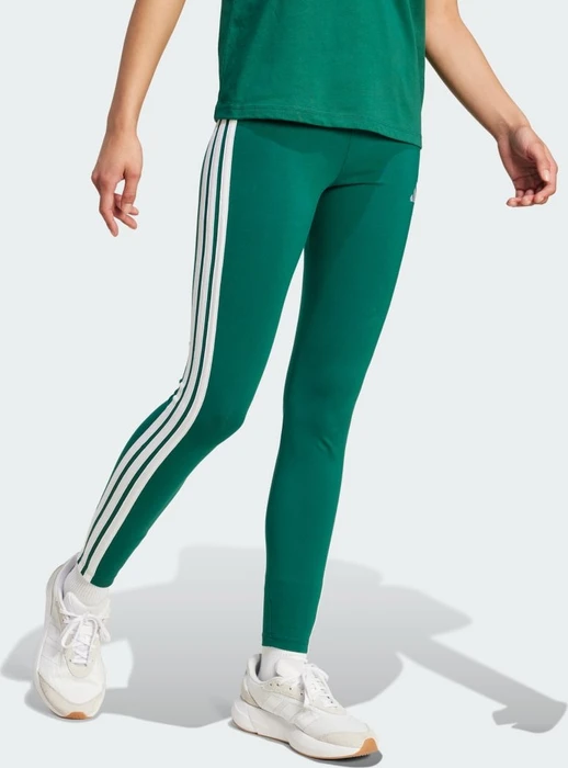 adidas Essentials 3-Streifen Cotton Leggings Hose lang collegiate green/white (Damen)