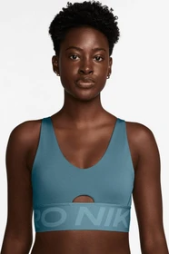 Nike Pro Indy Plunge Sport-BH smoky blue/denim turquoise/white (Damen)