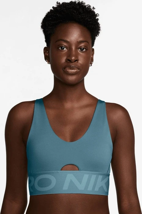 Nike Pro Indy Plunge Sport-BH smoky blue/denim turquoise/white (Damen)