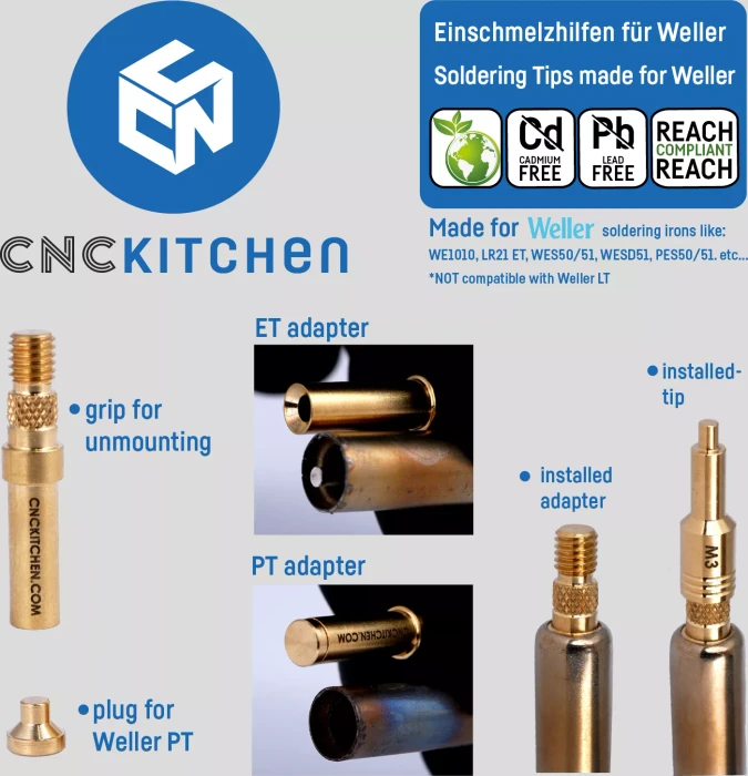 CNC Kitchen Einschmelzhilfen für Gewindeinsatz, kompatibel zu Weller