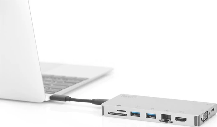 Digitus Multiport Travel Dock silber, USB-C 3.0 [Buchse]