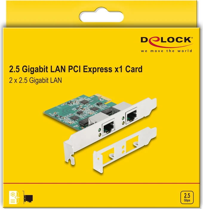 DeLOCK 2x 2.5G LAN-Adapter, RJ-45, PCIe 2.1 x1, RTL8125