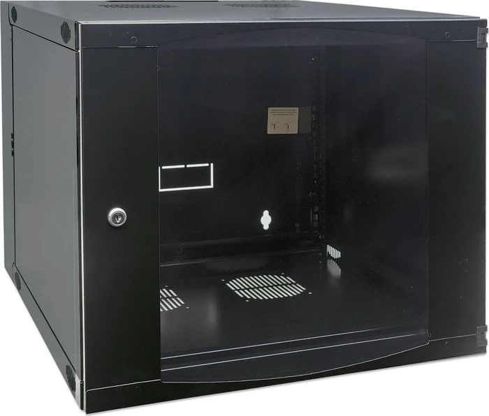 Intellinet Wandschrank 9HE, mit Schwenkrahmen, Sicherheitsglastür, schwarz, 450mm tief