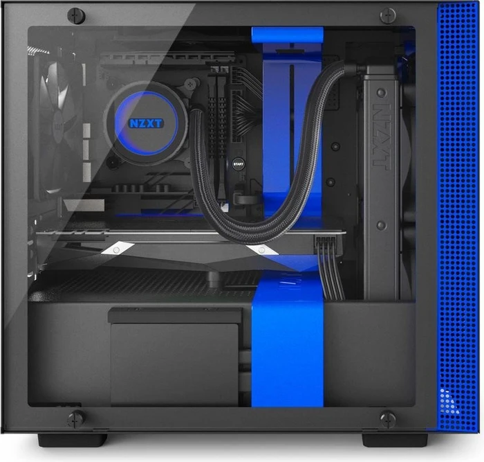 NZXT H200i schwarz/blau, Glasfenster, Mini-ITX