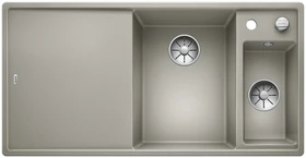 Blanco Axia III 6 S InFino Becken rechts mit Ablauffernbedienung perlgrau inkl. Glasschneidebrett
