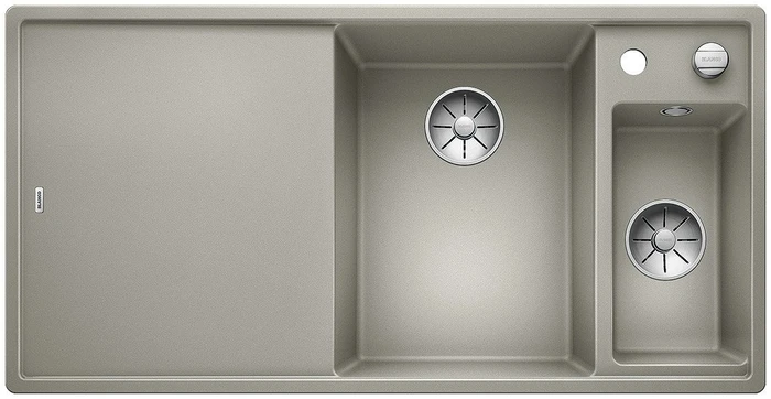 Blanco Axia III 6 S InFino Becken rechts mit Ablauffernbedienung perlgrau inkl. Glasschneidebrett