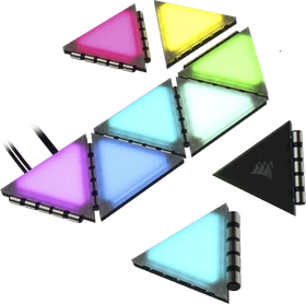 Corsair iCUE LC100 Case Accent Lighting Panels Mini Triangle Expansion Kit, RGB-Beleuchtung, 9er-Pack, schwarz