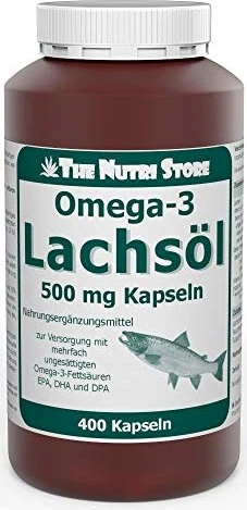 The Nutri Store Omega-3 Lachsöl 500mg Kapseln, 400 Stück