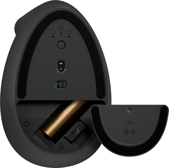 Logitech Lift Left Vertical Ergonomic Mouse, Graphite, Linkshänder, Logi Bolt, USB/Bluetooth